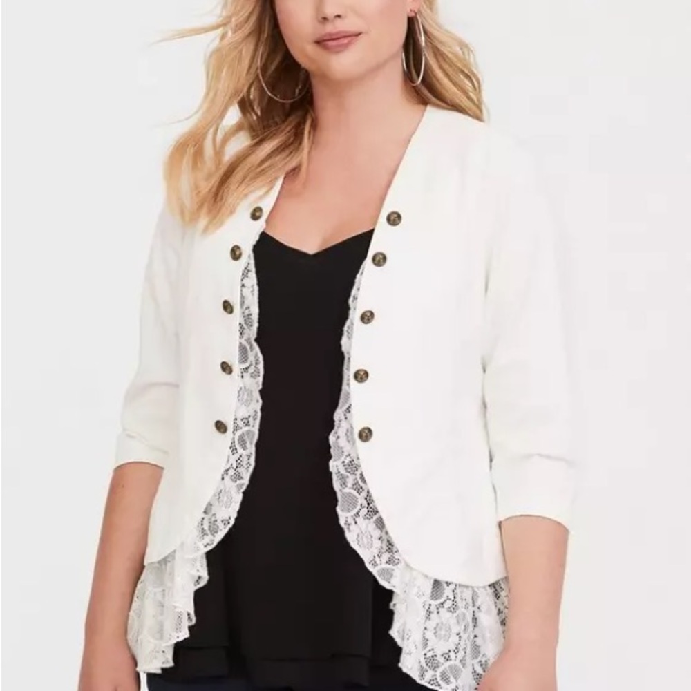 Torrid Ivory Twill Lace peplum jacket
